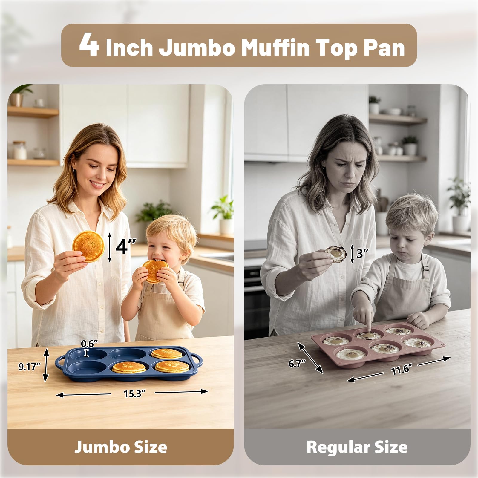 Jumbo Silicone Muffin Top Pan - Non Stick & Easy Clean -2