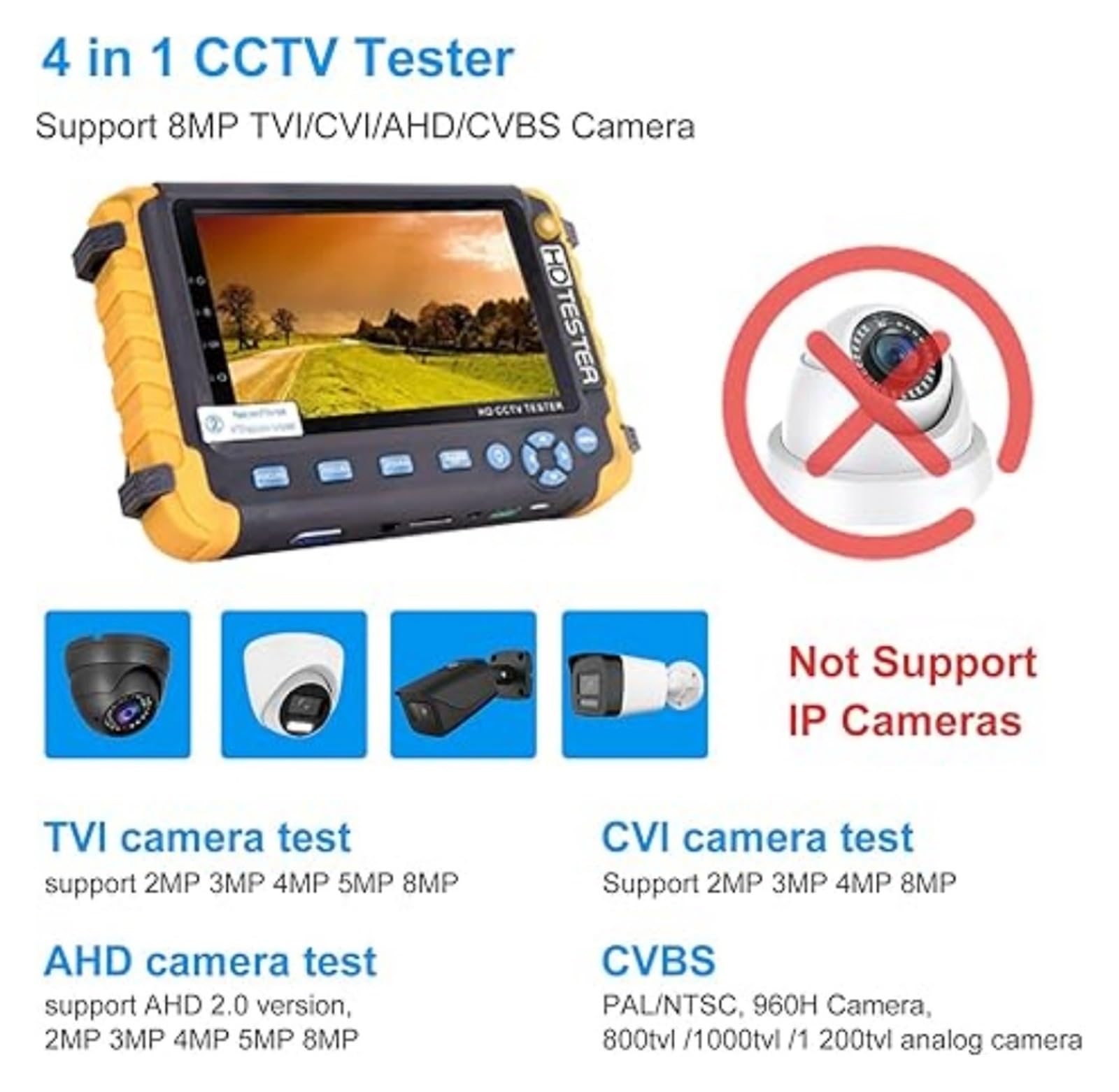 Tester CCTV X9MOVTADHS - Monitor 8 Pollici, Per Telecamere IP, HD, SDI, Con Test Cavi TDR - Foto 8