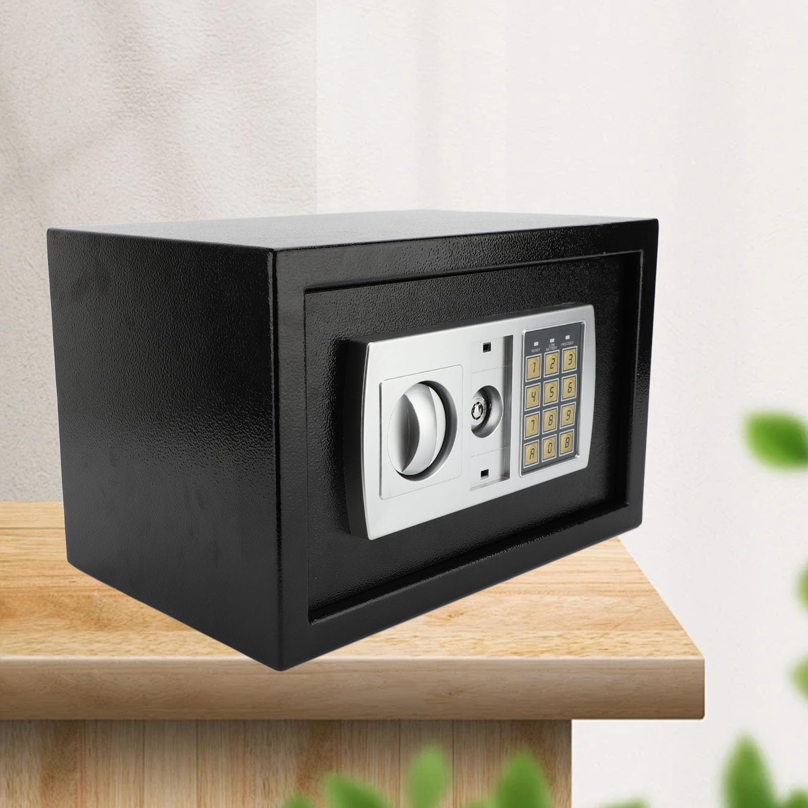 Hidyliu Sicherer Safe, Tragbarer Multifunktionaler Schließkasten für Zuhause, Büro, Reisen, Kohlenstoffarmer Stahl, Schwarz