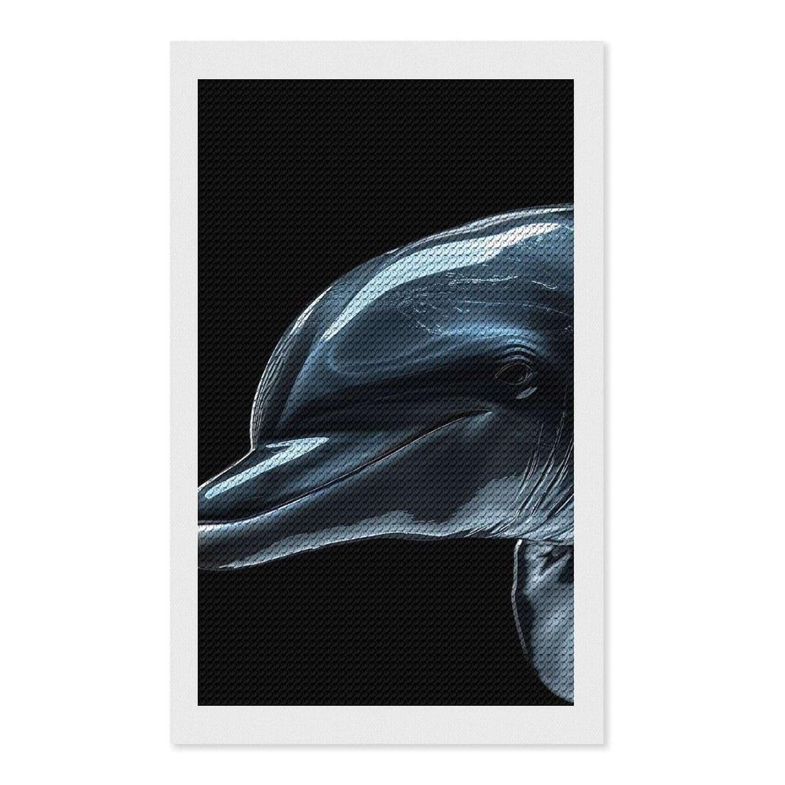 Junmoney Dolphin Diamond Painting Canvas Kit 12"x20", Relaxing DIY, Modern Decor, Aesthetic Room Decor, Home Wall Art, Wall Art Gift