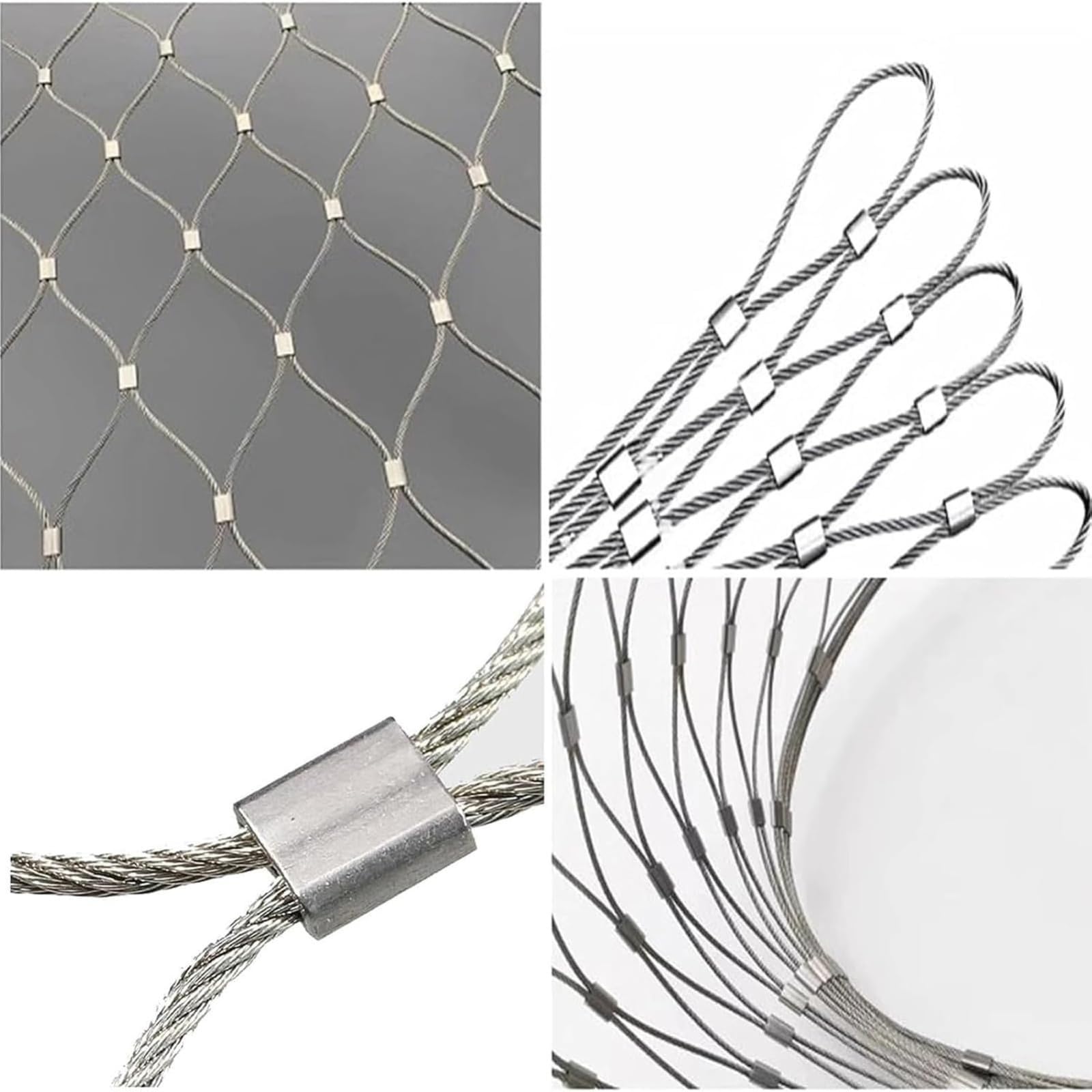 Filet de sécurité flexible en acier inoxydable 304, filet de prévention des chutes, filet de renforcement de bâtiment de haute altitude, 10 cm/2 mm, filet de prévention des chutes (1 x 6 m)
