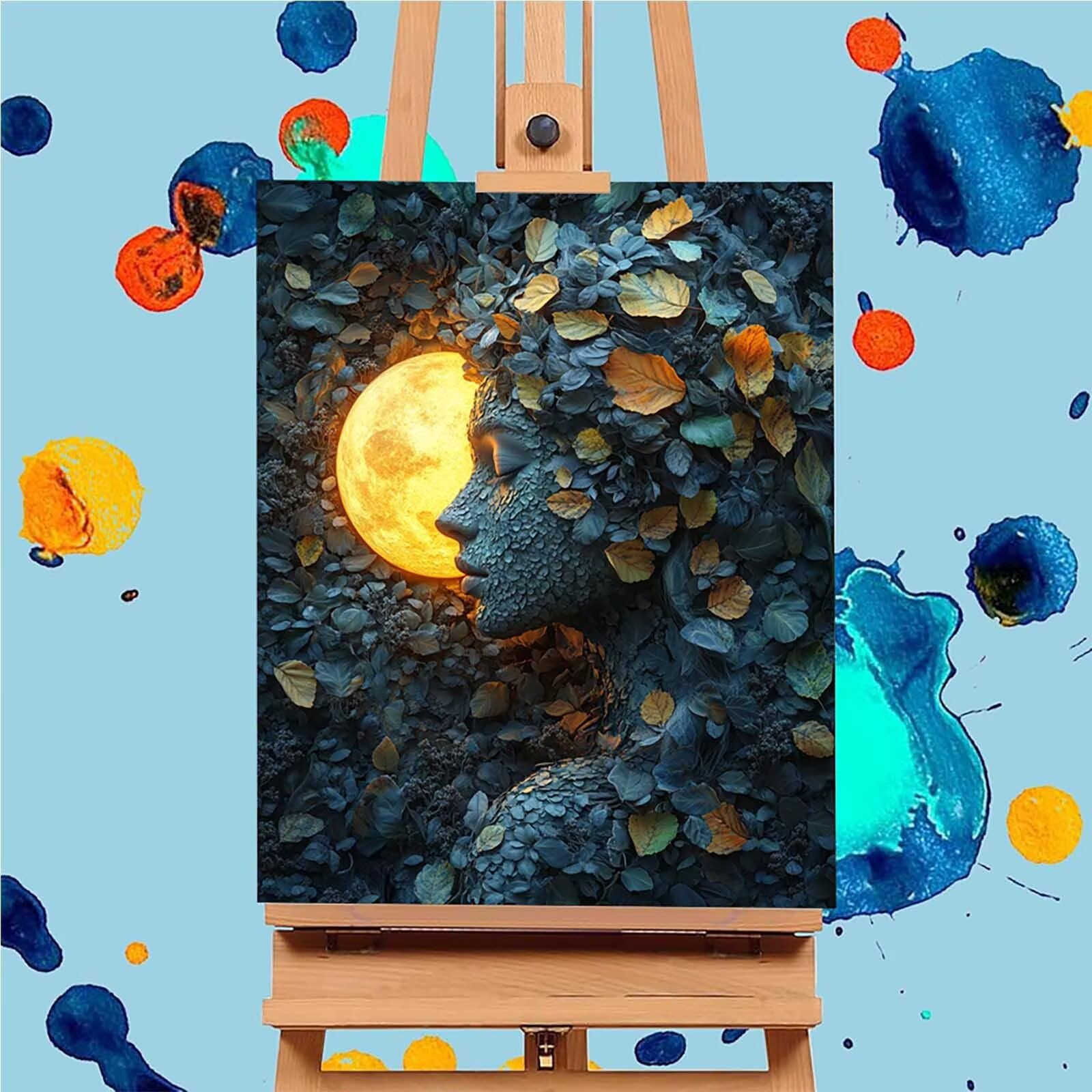 Maluj według numerów dla dorosłych kobieta, DIY malowanie po numerach z abstrakcyjną ramą, zestaw DIY dla dorosłych z 3 pędzlami, Paint by Numbers Adult do dekoracji domu, prezent dla kobiet 50x70cm B