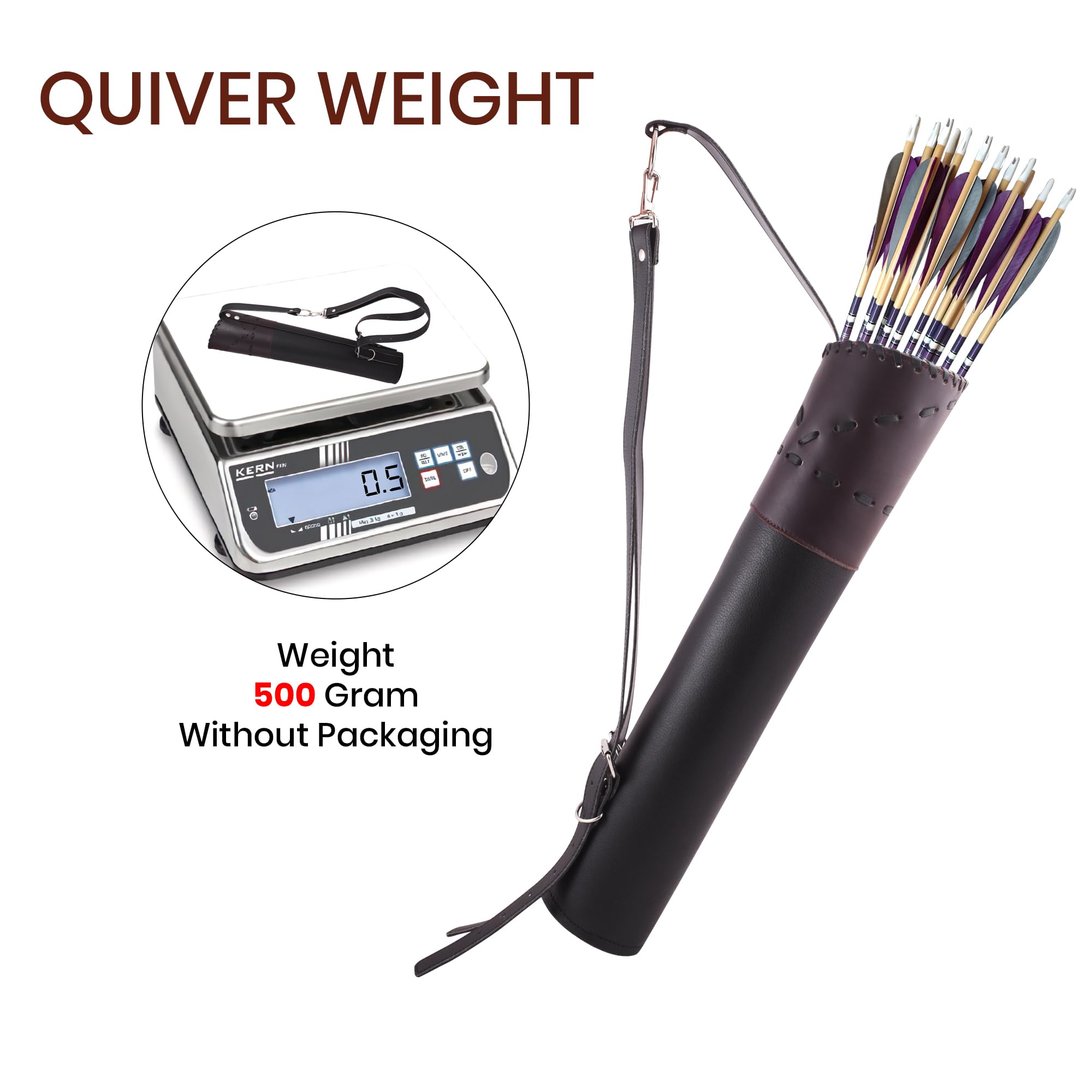 Carquois En Cuir De Vache 52 Cm – Spacieux, Durable Et Super Pratique Pour La Chasse !