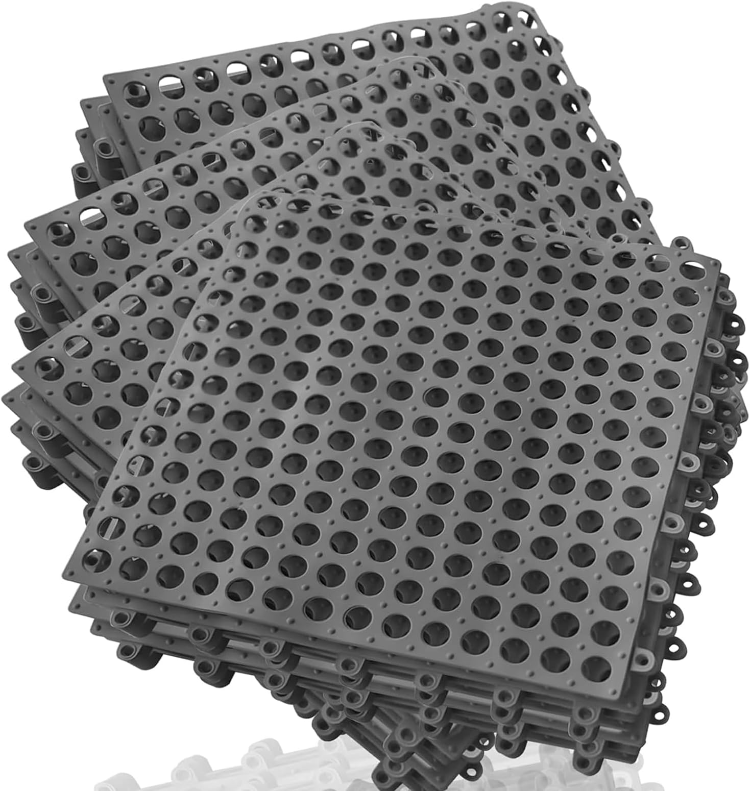 16Pack Drainage Interlocking Tiles, 12โx12โ Non-Slip Pool Bathtub Drain Tile for Flooring, Soft PVC Splicing Modular Cushion Mat, Vented Floor Tiles for Locker Room Basement Stairs
