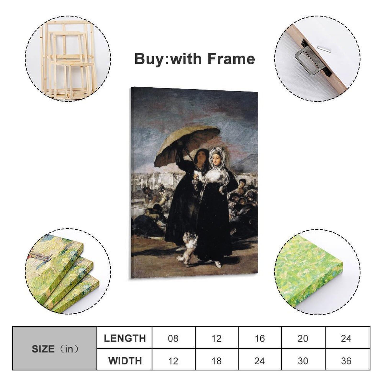 Francisco De Goya - Póster decorativo de las mujeres jóvenes, lienzo decorativo para pared, sala de estar, dormitorio, pintura de 60 x 90 cm