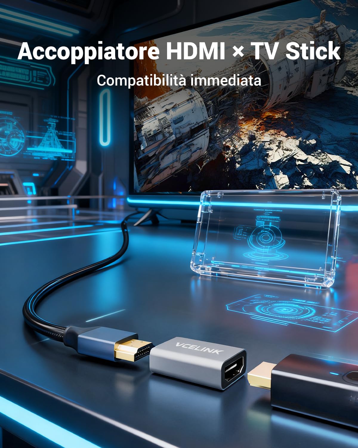 VCELINK Adattatore HDMI 2.1 Femmina-Femmina, Supporto 8K/4K 60Hz, Prolunga Cavo UHD