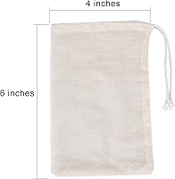 Vista 3 de Pangda 100 bolsas de muselina de algodón con cordón de 4 x 6 pulgadas, lona de muselina de lino, bolsa de regalo de joyería para fiestas