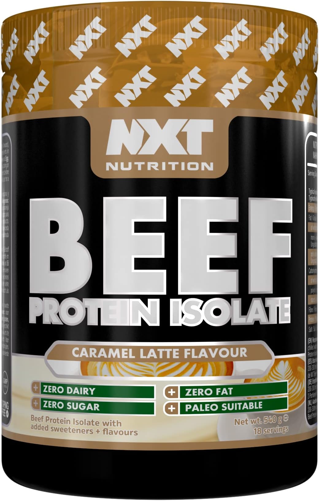 NXT Beef Protein Isolate 540g - High Protein Powder in Natural Amino Acids - Paleo, Keto Friendly - Dairy and Gluten Free | 540g (Caramel Latte)