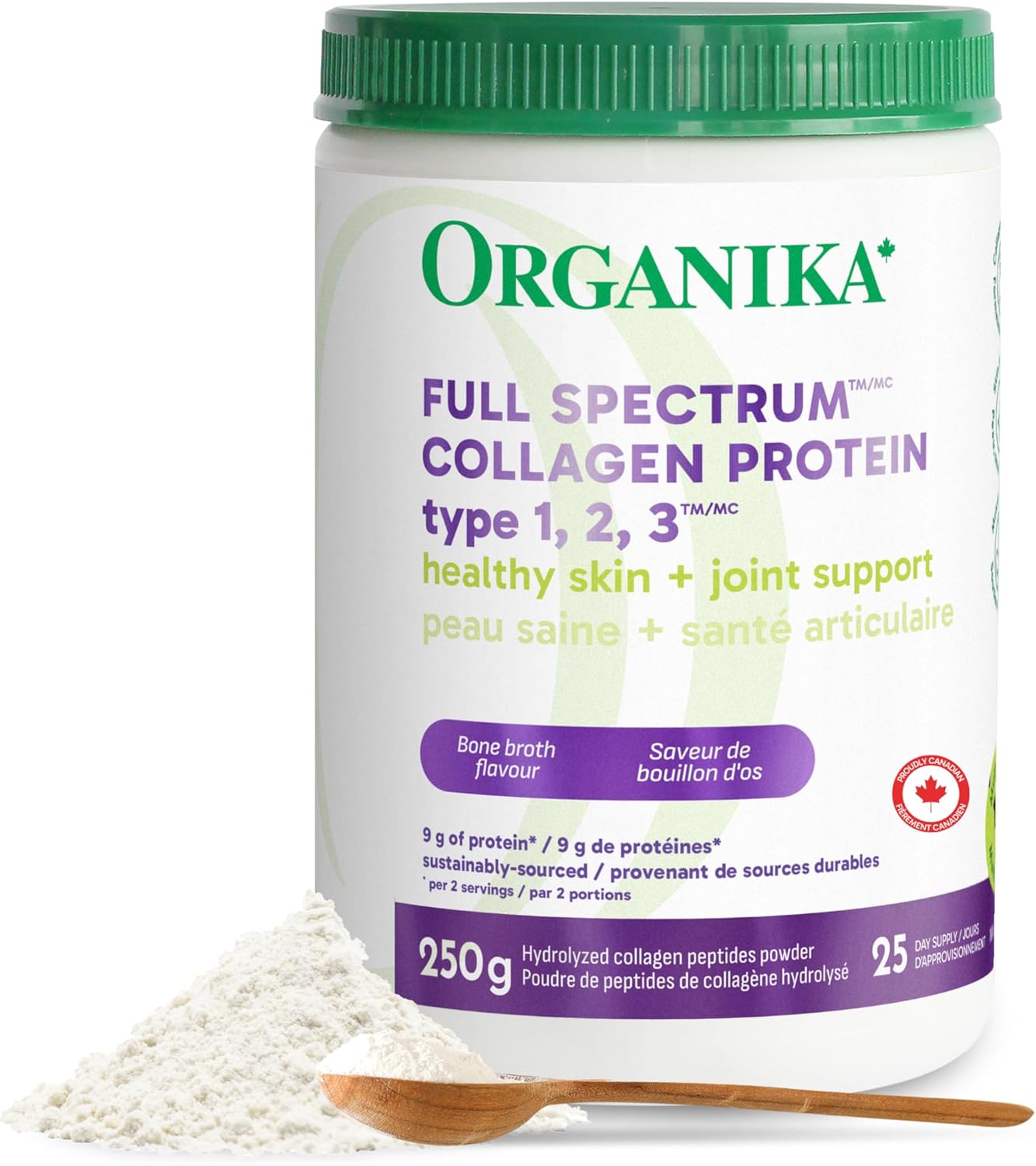 Organika Canadian-Made Full Spectrum Collagen Type 1, 2, 3- Bovine, Marine, and Chicken Collagen Combination- Joint Support, Gut Health Support- Mild Bone Broth Flavour, 250g Organika Canadian-Made Full Spectrum Collagen Type 1, 2, 3- Bovine, Marine, and Chicken Collagen Combination- Joint Support, Gut Health Support- Mild Bone Broth Flavour, 250g