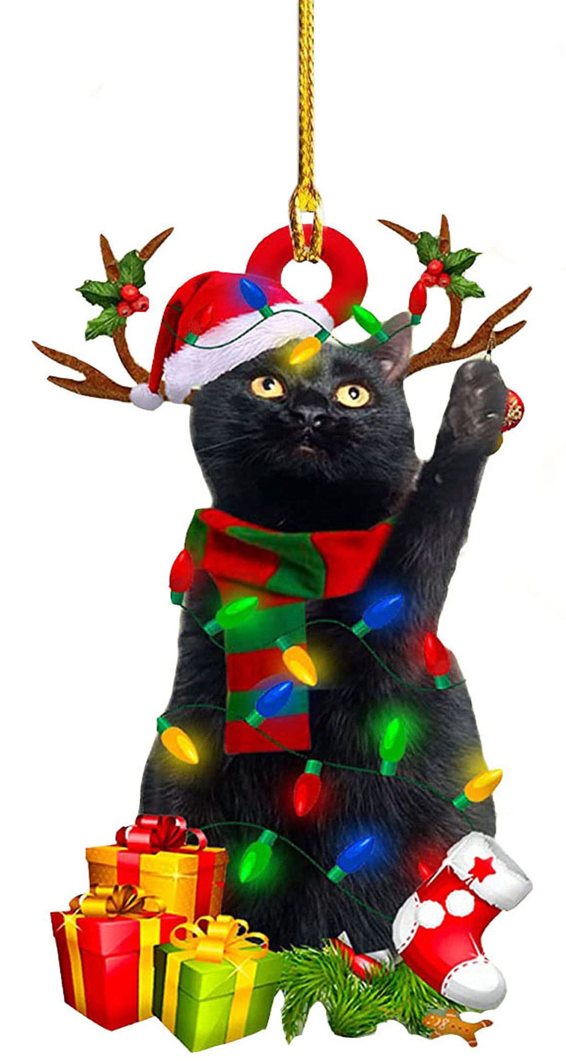 Katzen Ornament Personalisiertes Weihnachten - Schwarze Katze Aus Polyresin  Für Christbaum Weihnachtsgeschenk Katzenliebhaber, image size:1100x2063