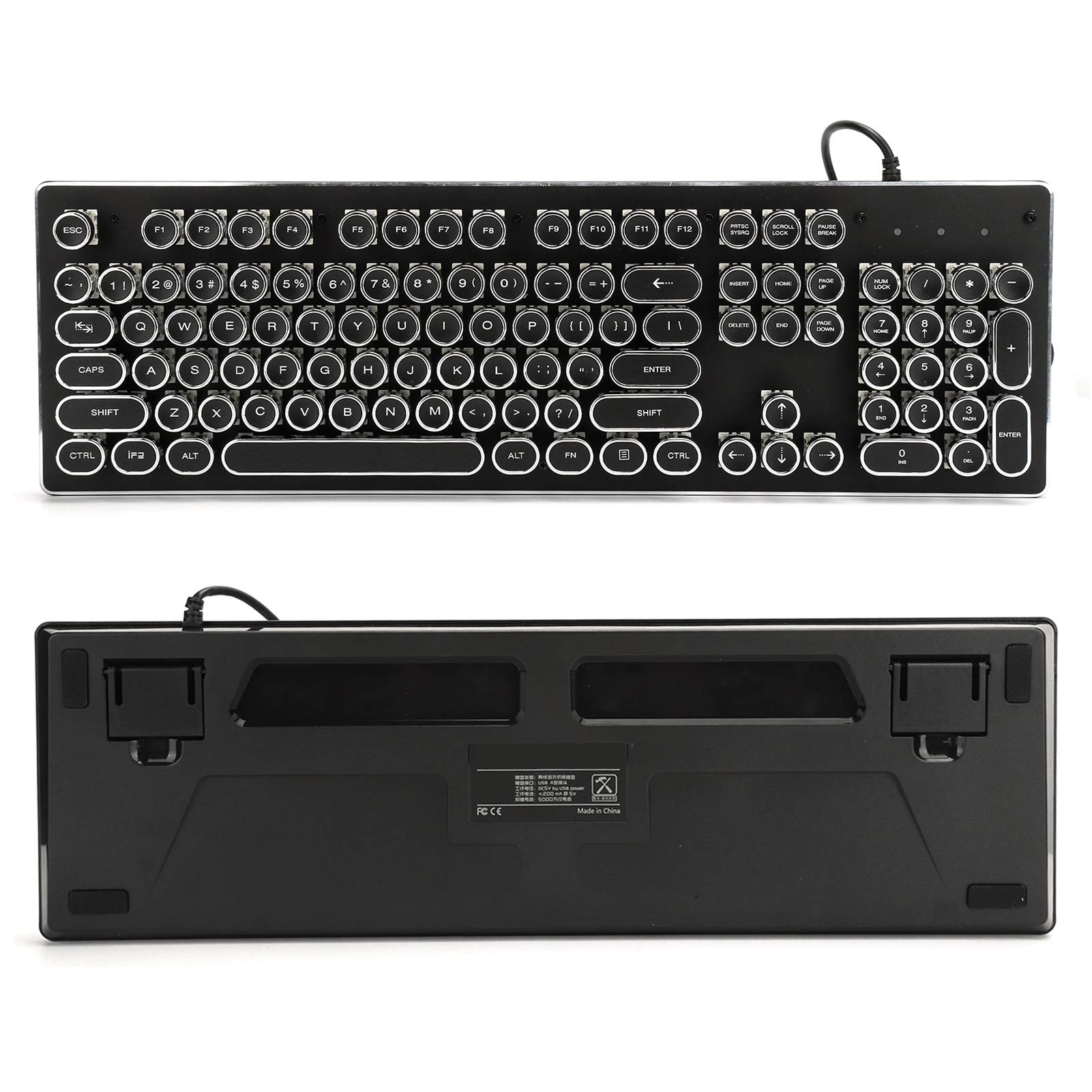 Tastiera da Gioco Tastiera Meccanica retrò Cablata Tasto a Luce Mista Fare su Interruttore Verde Tastiera a Luce Soffusa per Giochi Esports, Tastiera Wireless per PC (BLACK)
