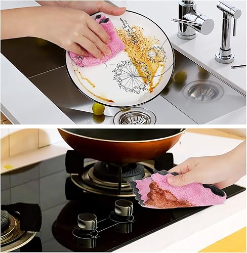 Miniatura 8 de GADIEDIE Paquete de 10 paños de cocina, paños de cocina de forro polar coral súper absorbente, paños de cocina de alta calidad, antiadherentes