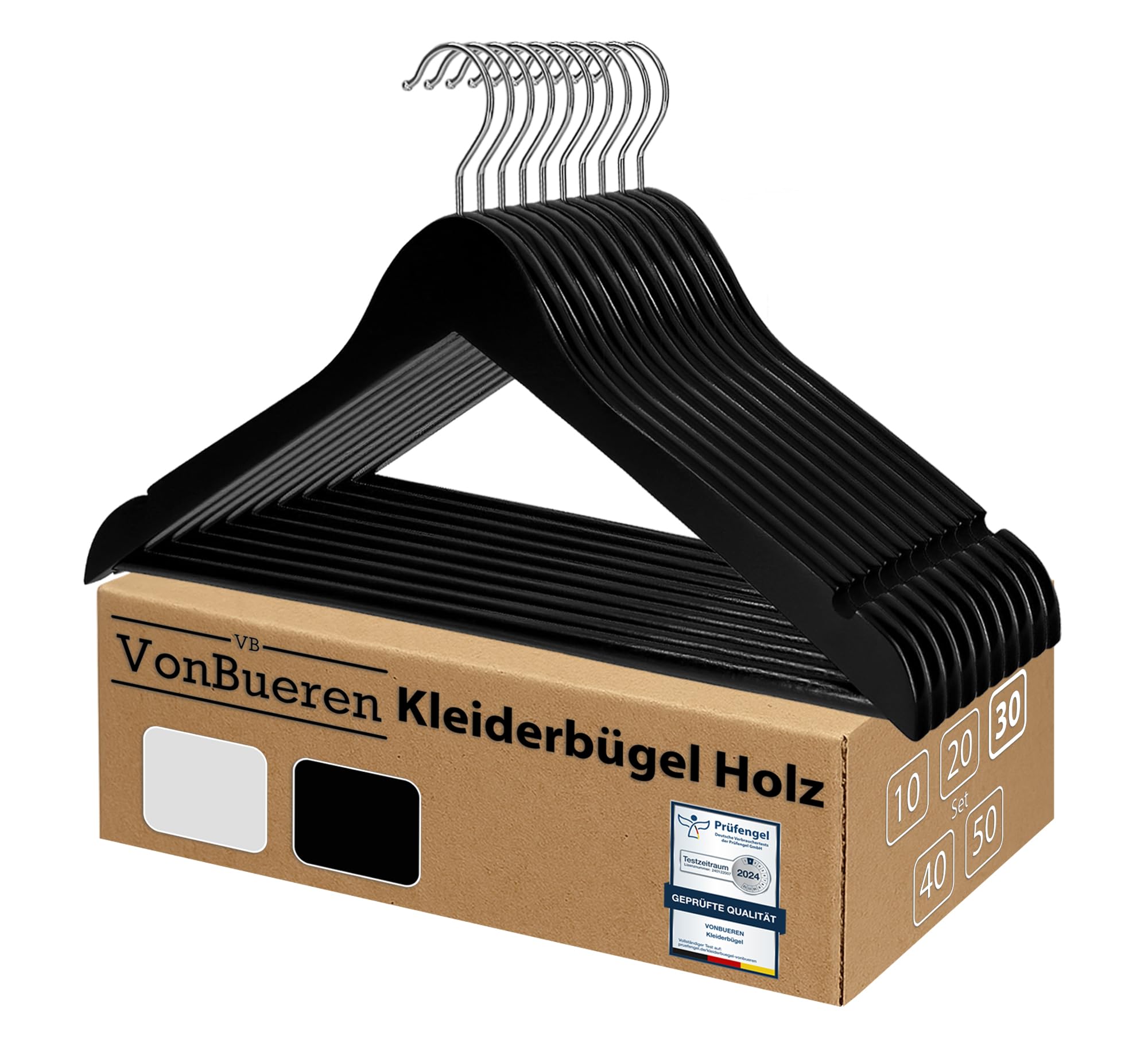 30 Holz Kleiderbügel – Verschiedene Farben & Modelle, NEU, Markenlos