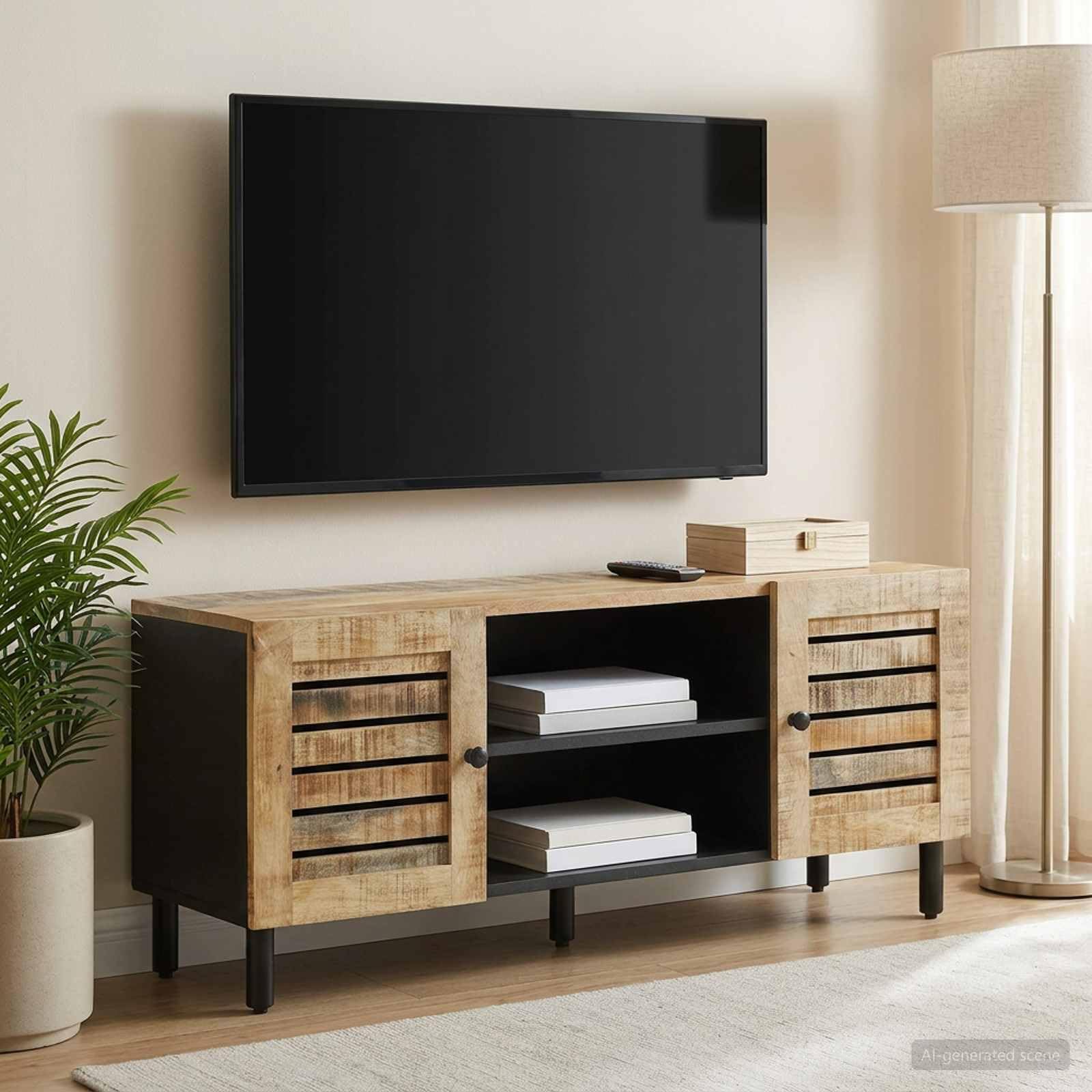 Mueble de almacenamiento de madera, mango macizo, 105 x 33 x 46 cm, color