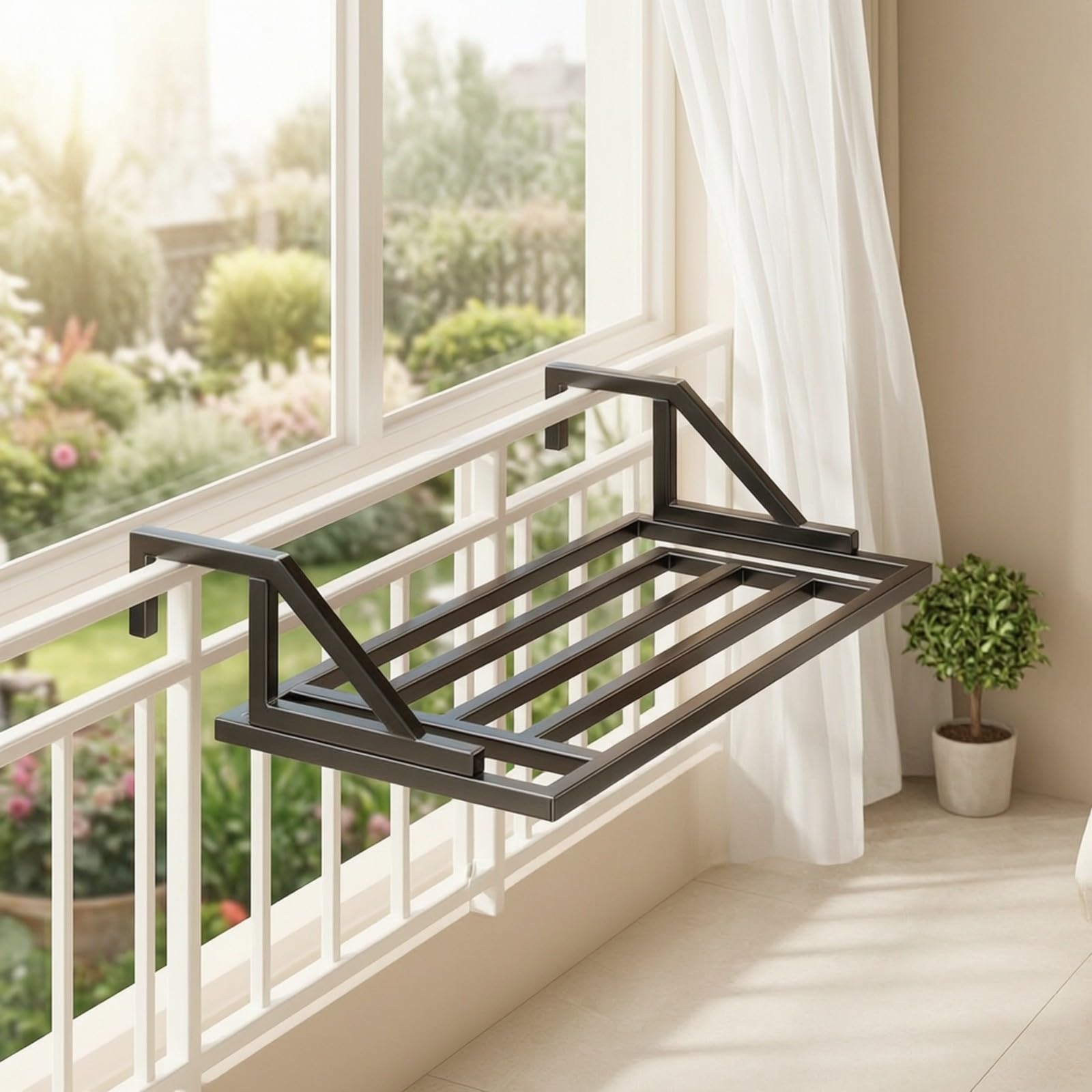 Milageto Amaca per Finestra per Traspirante | Senza Perforazione, Mensola da Finestra, Balcone, Appartamento, 100CM