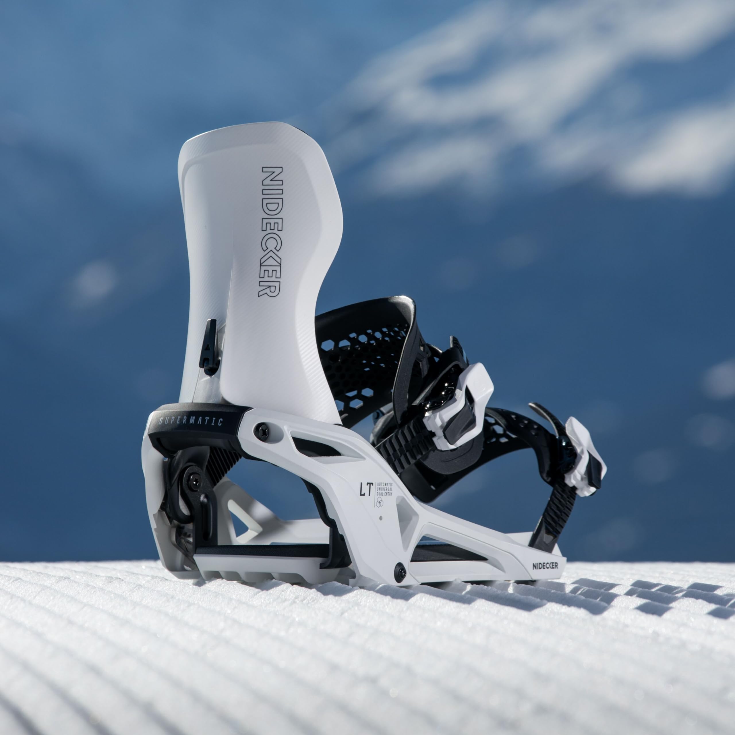 Fixations de Snowboard Nidecker LT Supermatic - Fixation Automatique à Double entrée avec pédale de Talon et Ajustement Universel