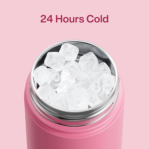 Miniatura 473 de ENCOOL Botella de agua aislada con popote, de acero inoxidable, a prueba de fugas, sin BPA, al vacío de doble pared que se mantiene fría durante 24