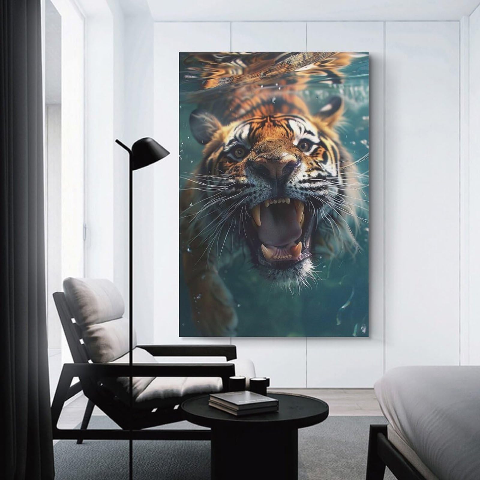 Junmoney Wall Art Print Tiger Sea, 20x30inch(50x75cm), for Living Room, Bedroom Or Apartment Walls, Modern Wall Decor for Cosy Interiors