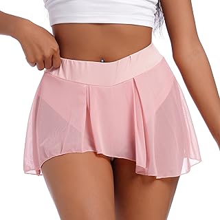 Womens Sexy Flowy Skirts Shorts Sheer Tulle 2 in 1 Pole Dance Yoga Rave Bottoms Sexy Butterfly Booty Shorts Hot Pants - Buy now