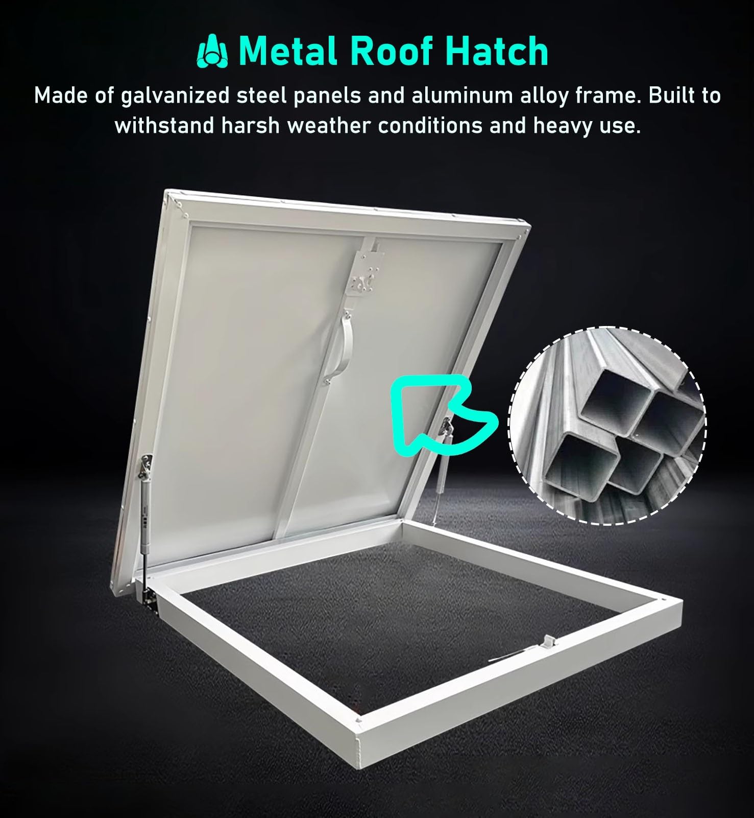 Claraboya Techo Escotilla Rectangular Metálica de Acceso a La Cubierta (blanca) Cubierta Impermeable para Claraboya de Techo Puerta de Acceso Al Desván de Uso Rudo(60x60cm(23.6x23.6in))