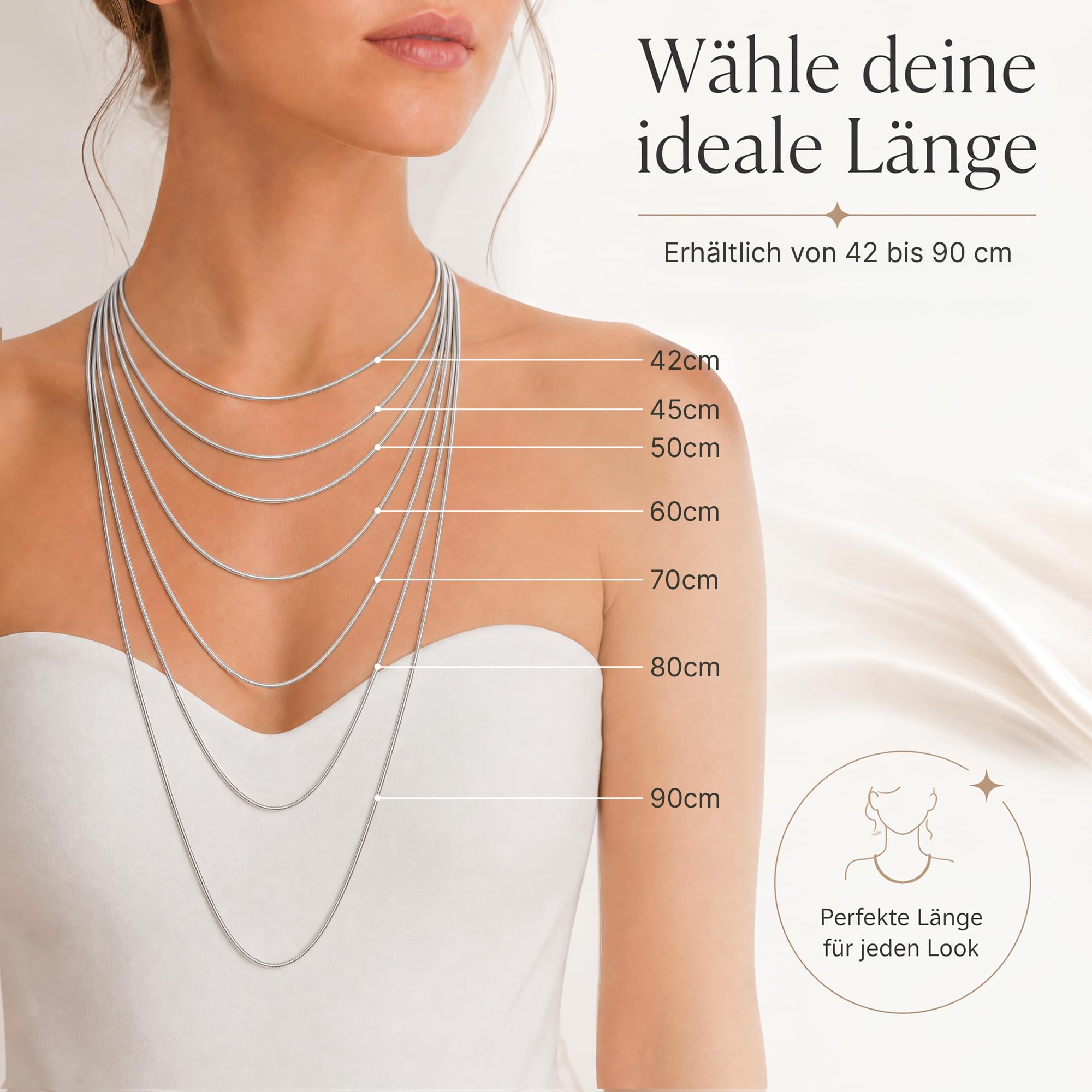 Schlangenkette 925 Silber Kette Damen Halskette 1 mm 101021-0 | feine Silberkette in den Längen 42 45 50 60 70 80 90 cm verfügbar