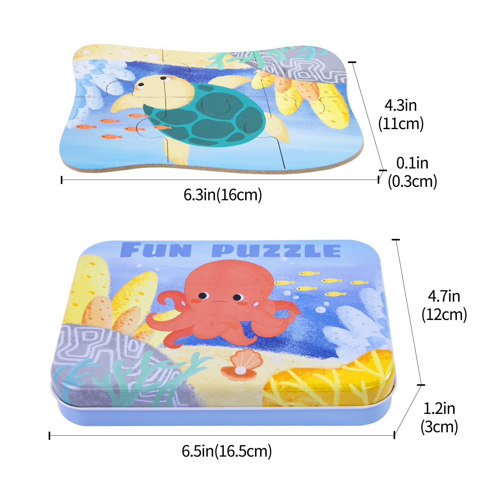 BBLIKE Puzzle per bambini, puzzle con motivo animali marini, 5 puzzle con immagini, adatto per bambini e bambine a partire dai 3, 4, 5 anni