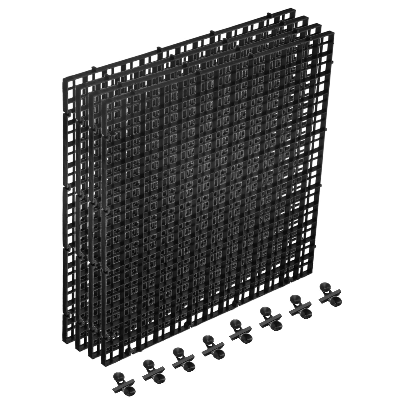 QUARKZMAN 4 Stück Aquarium Tank Trennwand 30x30cm Plastik Eierkiste Lichtdiffusor Gitter Filter Grund Partition Separator Mit Saugnapf Clips Und Saugnäpfen Für Aquarium Schwarz