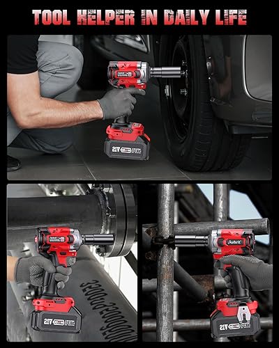 Miniatura 5 de Avhrit Llave de impacto inalámbrica de 38 pulgadas, pistola de impacto eléctrica sin escobillas, par máximo de 330 pies-libras (450 N.m) con batería