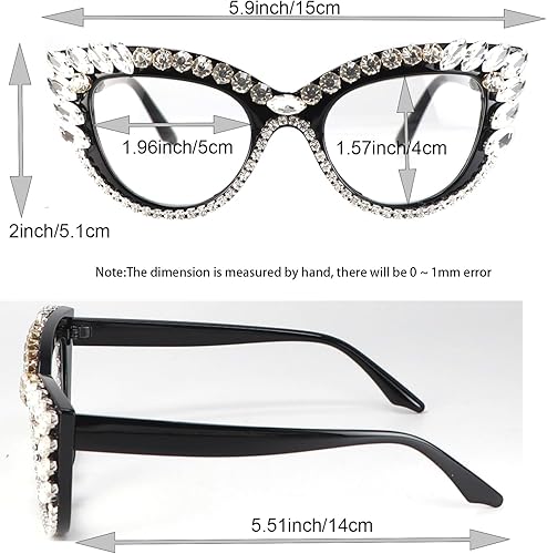 Miniatura 4 de FUPRECIOUS Lentes de lectura para mujer, con bloqueo de luz azul, ojo de gato, para computadora, diamantes de imitación, lentes de lectura de moda