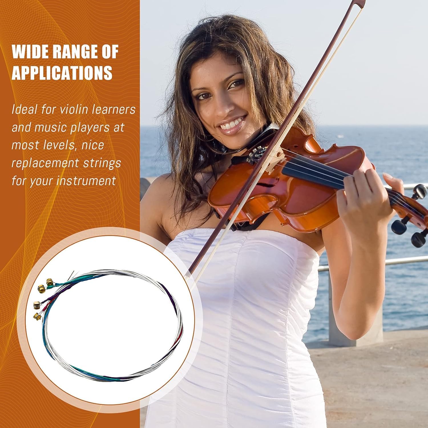 DEVICE OF URBAN INFOTECH Violin String Set E/A/D/G Violin Strings for Size 1/4, 1/2, 3/4, 4/4 Violins Warm Tone, Solid Steel Core, Nickel-Plated Ball Head Replacement Strings for Violin - Image 6 thumbnail