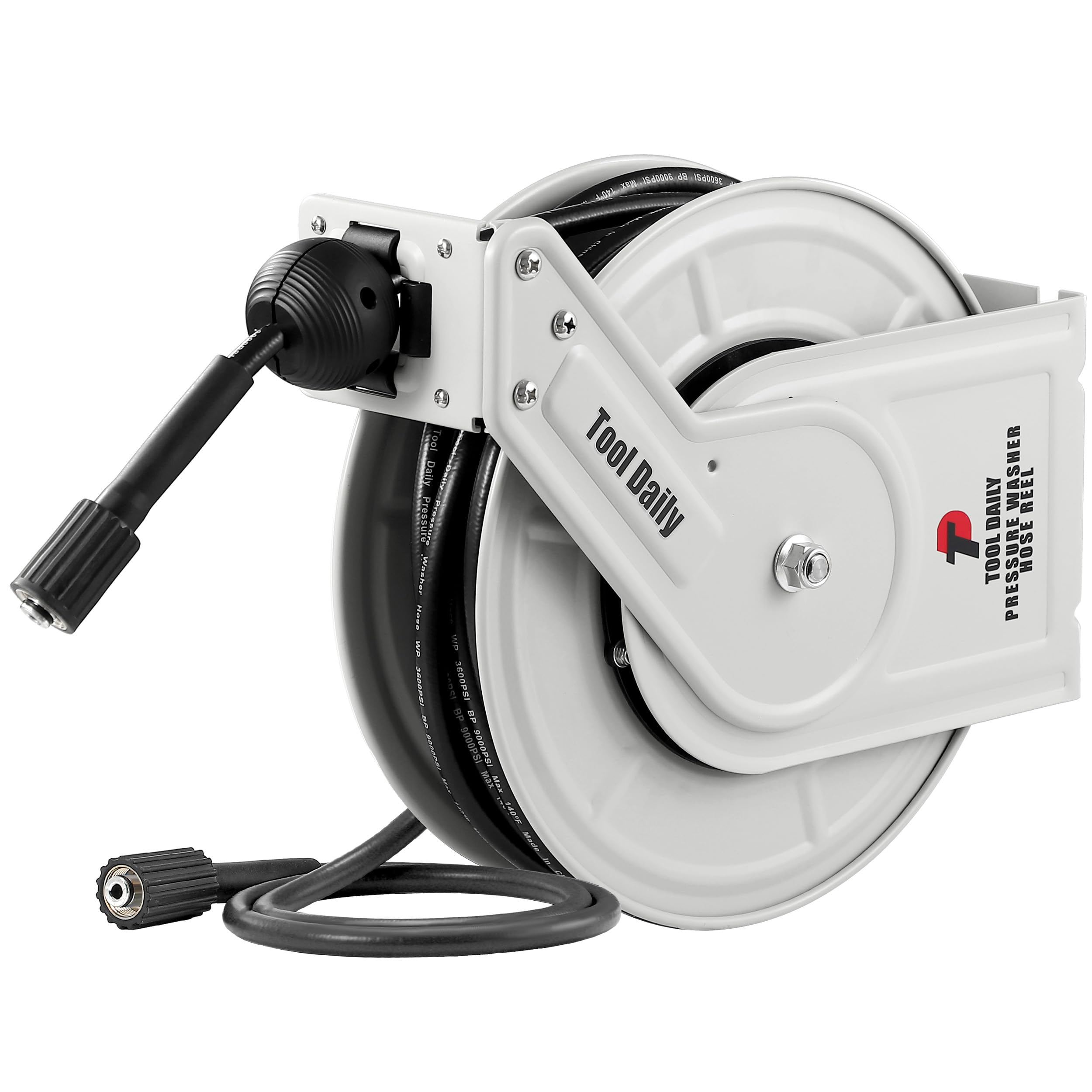 Tool Daily Retractable Pressure Washer Hose Reel, 1/4” x 60 FT