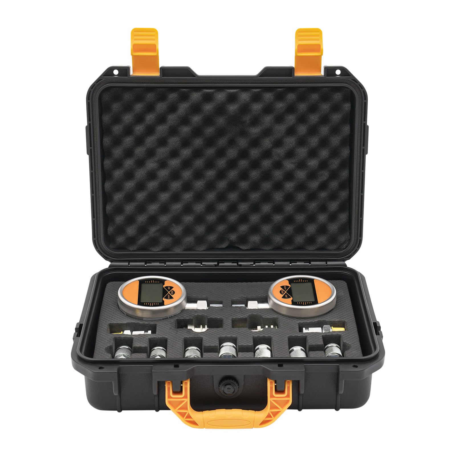 Kit di prova della pressione idraulica digitale con 2 manometri da 60 MPa, strumento di prova della pressione per parti di escavatori con 2 tubi flessibili di prova e connettore rapido per macchinar