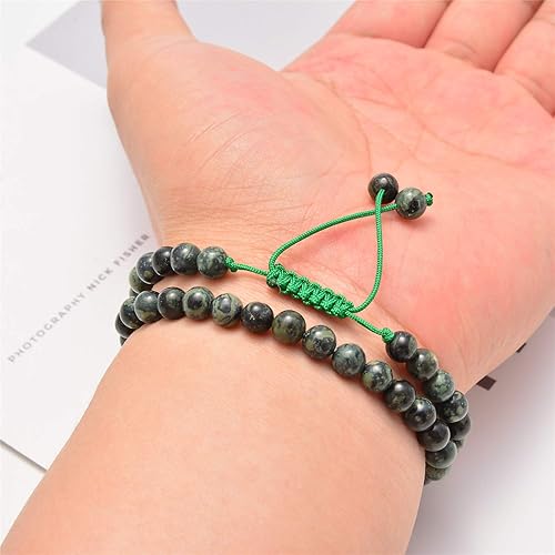 Miniatura 5 de Cuentas sueltas de piedras semipreciosas naturales, redondas y suaves con cordón elástico y aguja para cuentas para fabricación de joyas (100