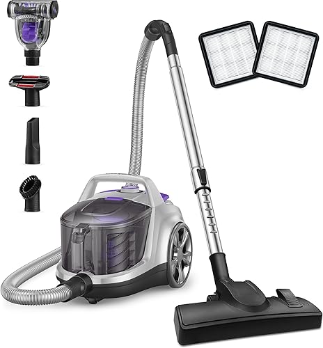 Miniatura 1 de HawKam Aspiradoras para el hogar, aspiradora ligera y potente de 1200 W con 5 herramientas y 3 filtros HEPA para suelos duros, alfombras, mascotas,