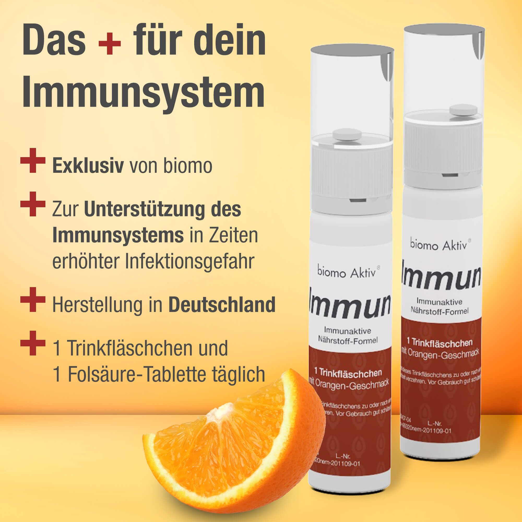 Immun Trinkfläschchen + Folsäuretablette 30 Tagesportionen – bei erhöhtem Bedarf an immunaktiven Mikronährstoffen, mit Vitamin C, D, Zink, Selen, Antioxidantien, Schleimhautschutz