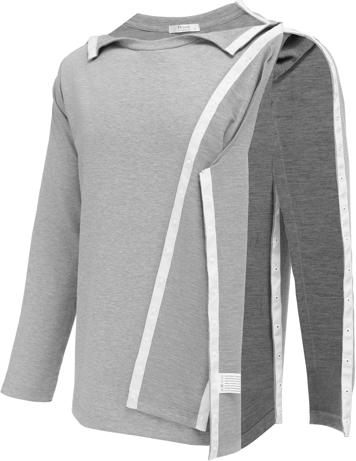 Deyeek Post Shoulder Surgery Recovery Shirts for Men Chemo Port Access Top Snap Full Tear Away Long Sleeve - Image 8