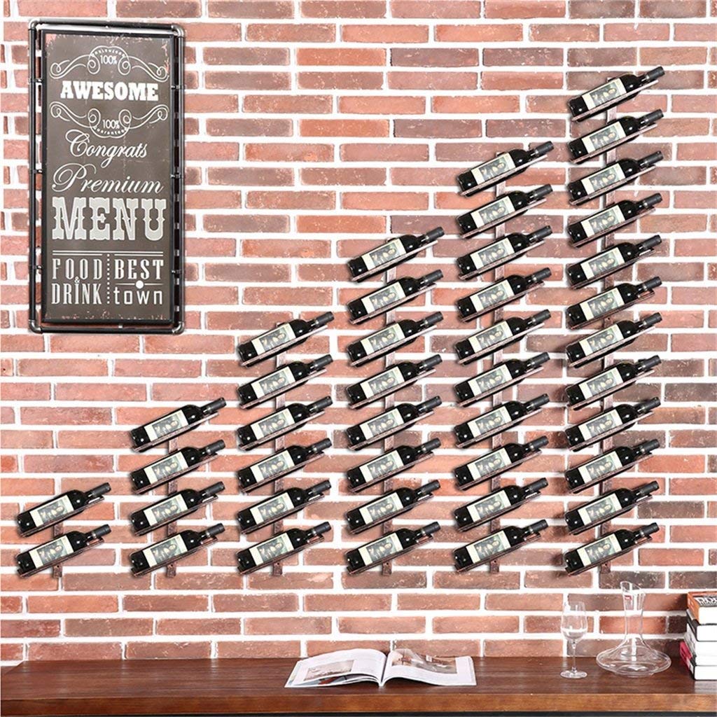 Botellero de Metal Vintage para Botellas, Soporte para Botellas, Montaje en Pared, Estante rústico para Vino, Cesta de Almacenamiento para Estante de Pared para Enfriador de Vino,