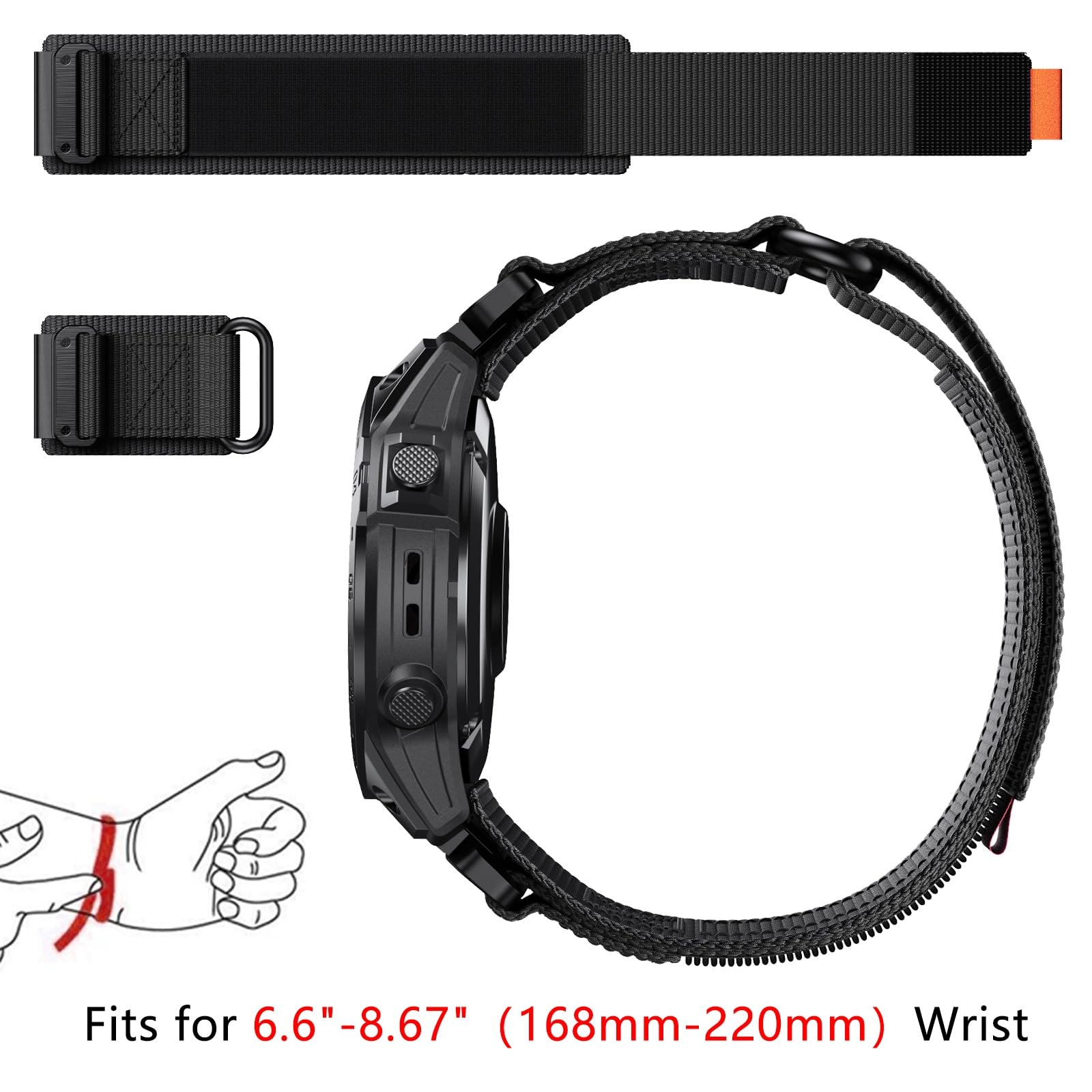 YOOSIDE taktyczna nylonowa bransoletka do zegarka Garmin Fenix 7X / Fenix 6X / Fenix 5X / Enduro 2, QuickFit, 26 mm, pleciony nylonowy pasek na nadgarstek do Tactix 7 Pro, Descent Mk2, QuickFit 26mm