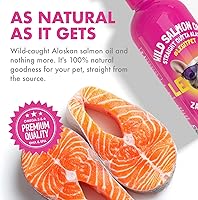 Vista 6 de Aceite de salmón salvaje de Alaska para perros y gatos – Pure Fish Omega 3 6 9 ácidos grasos líquidos EPA DHA – Suplemento para la piel y el pelaje