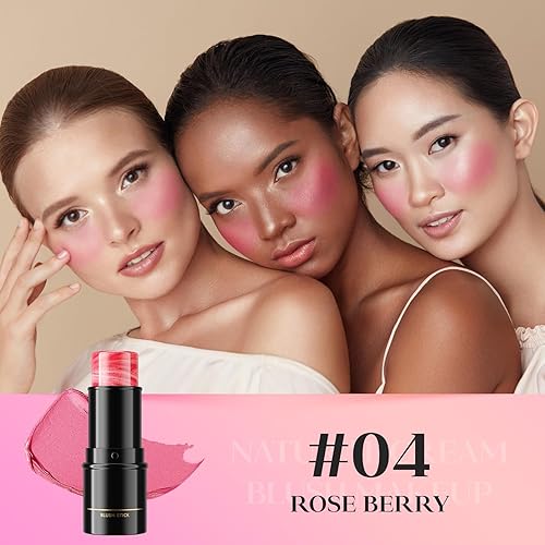 Miniatura 6 de Rouge - Barra de rubor en crema para mejillas y labios, barra de contorno y resaltador multiusos mezclable de larga duración