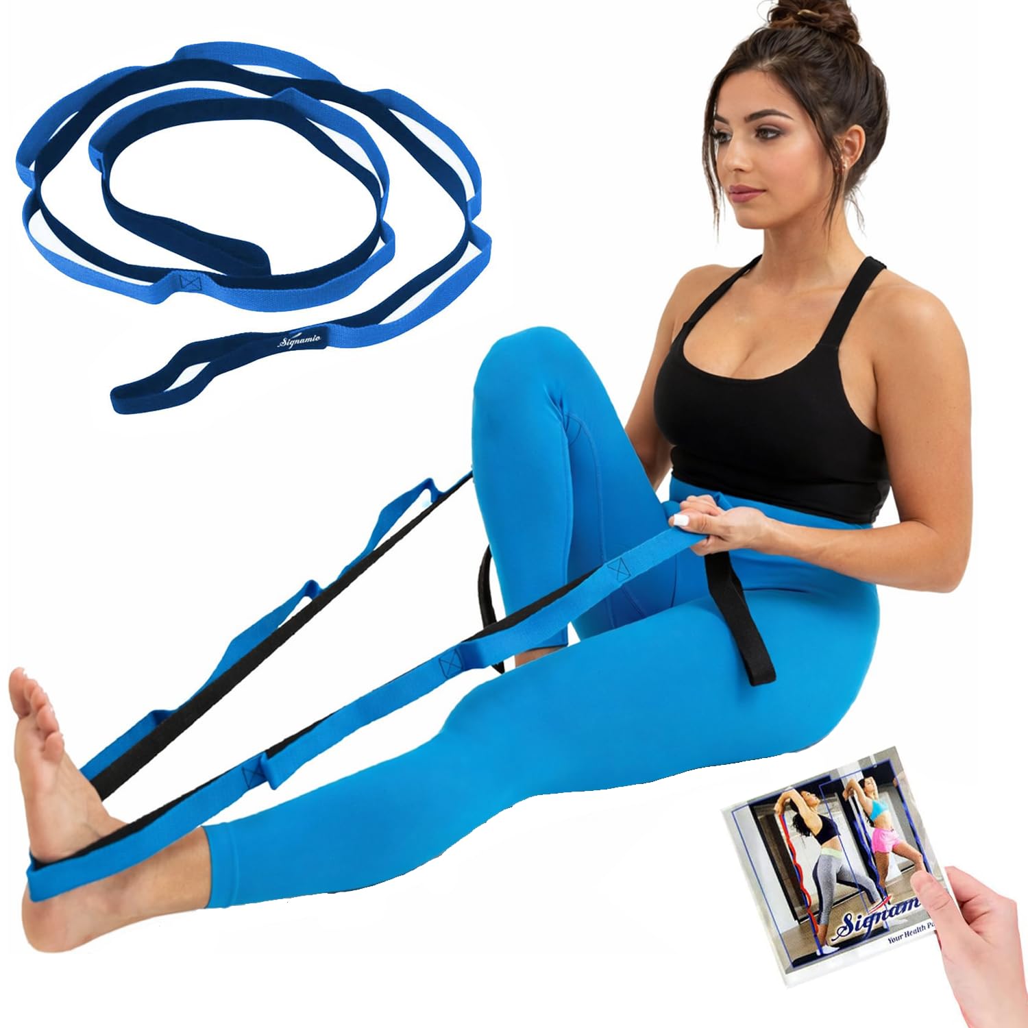 - Signamio Yoga Belt for Women - Premium Stretching Belt for Exercise & Hamstring Stretch Strap - Essential Yoga Accessories for Flexibility & Strength Training-8 Loop