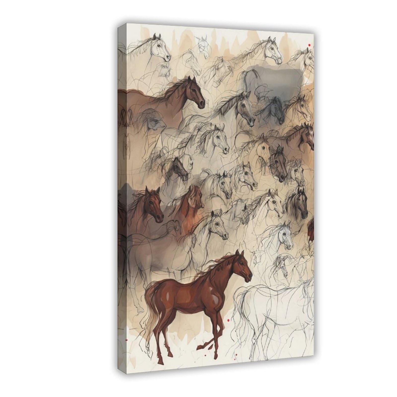 Bareronor Herd of Horses Abstract Canvas Poster Bedroom Decor Landscape Office Room Decor Gift 20" L X 30" W