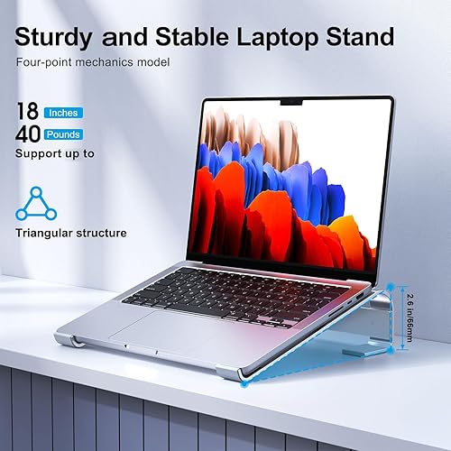 Miniatura 3 de Soporte para computadora portátil para escritorio, elevador de aluminio para laptop, soporte ergonómico para computadora compatible con MacBook