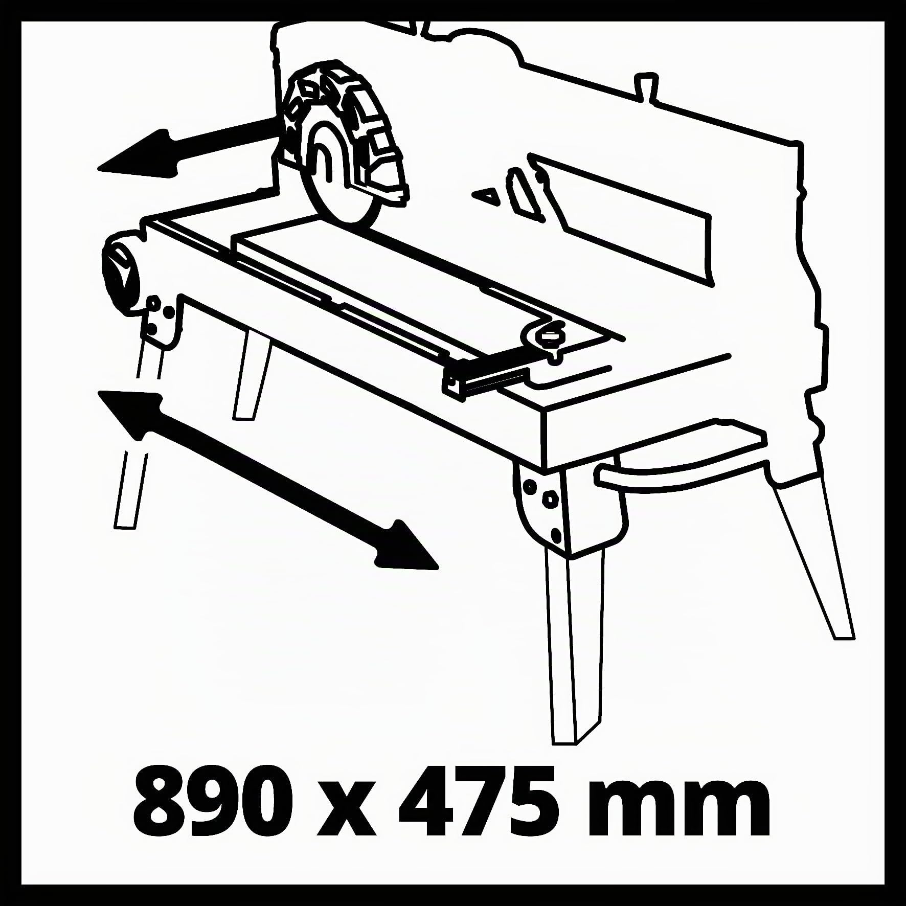 Einhell Coupe-carrelage radial TE-TC 920 UL (900 W, Longueur de coupe : 920 mm, Piètement repliable, Grand bac de récupération d'eau, Disque à tronçonner au diamant turbo, Laser)
