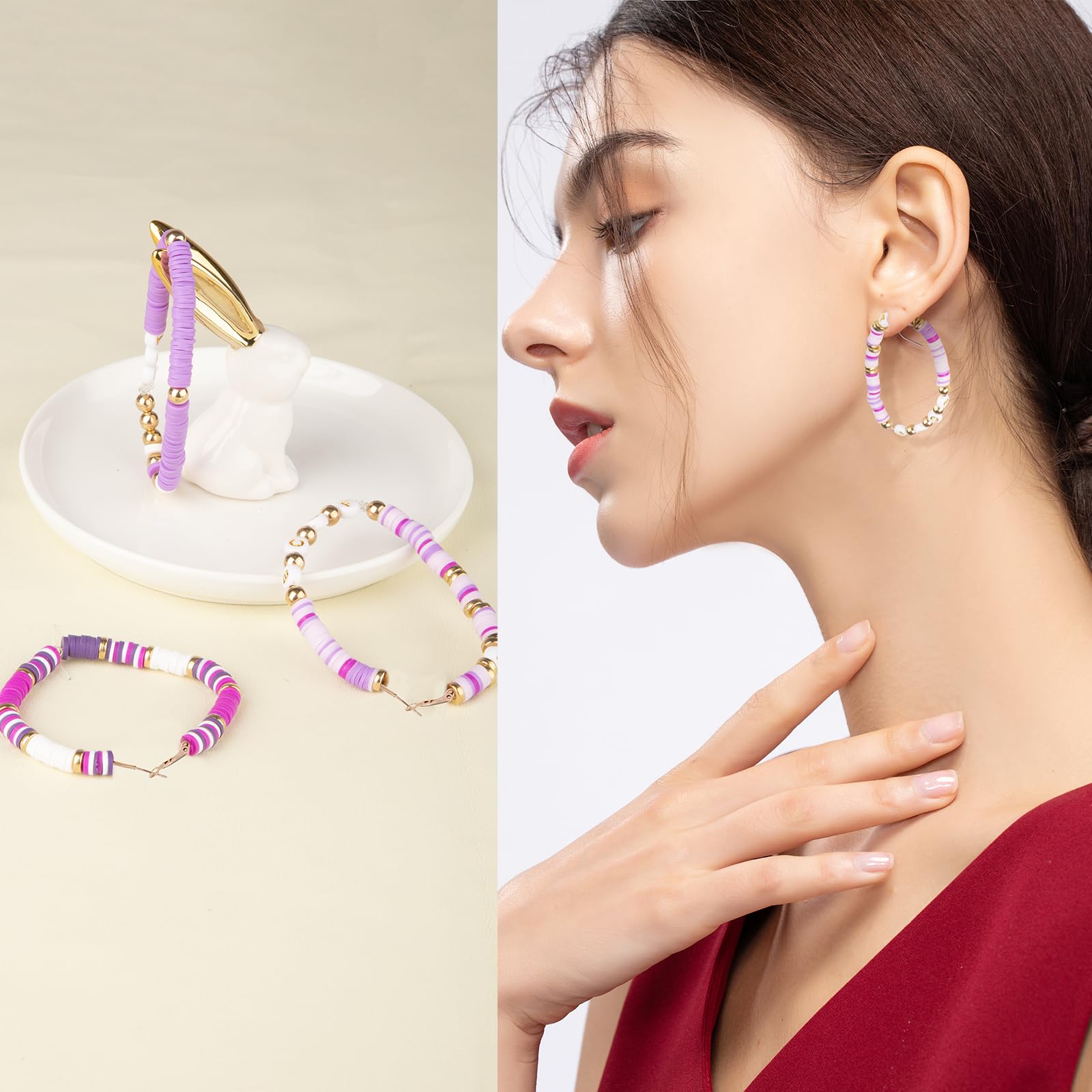 yumcute Purple Clay Beads Bracelet Making Kit, 3000pcs Jewellery Making Kit, 6 Color Clay Bead Kit - Image 4