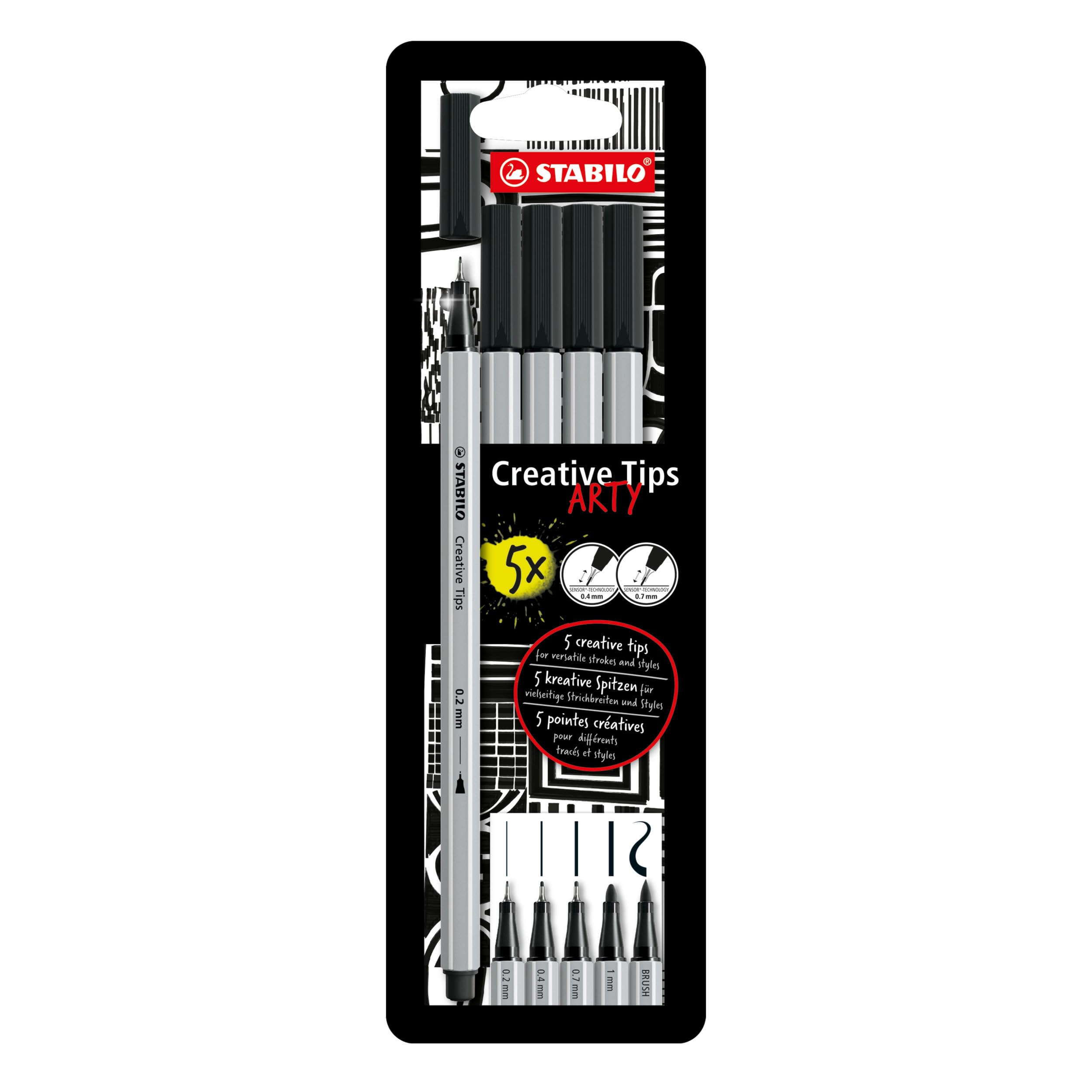 Multi-Tip Pen Set - Creative Tips - ARTY - Pack of 5 - Black