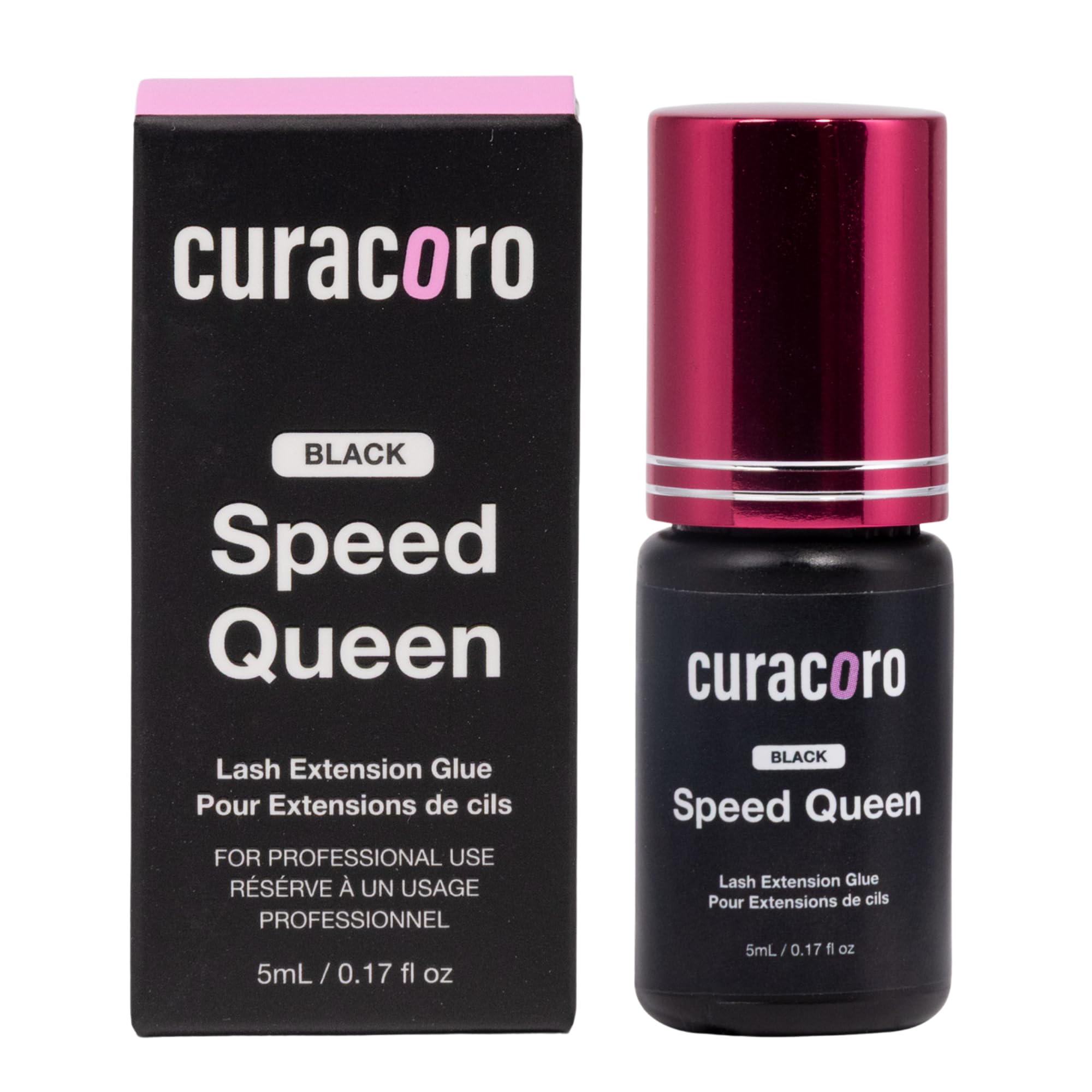 Curacoro colle à cils professionnelle – Extra forte, noir intense, temps de séchage 0,5-1 s, 5 ml – Réservée aux techniciens des cils formés