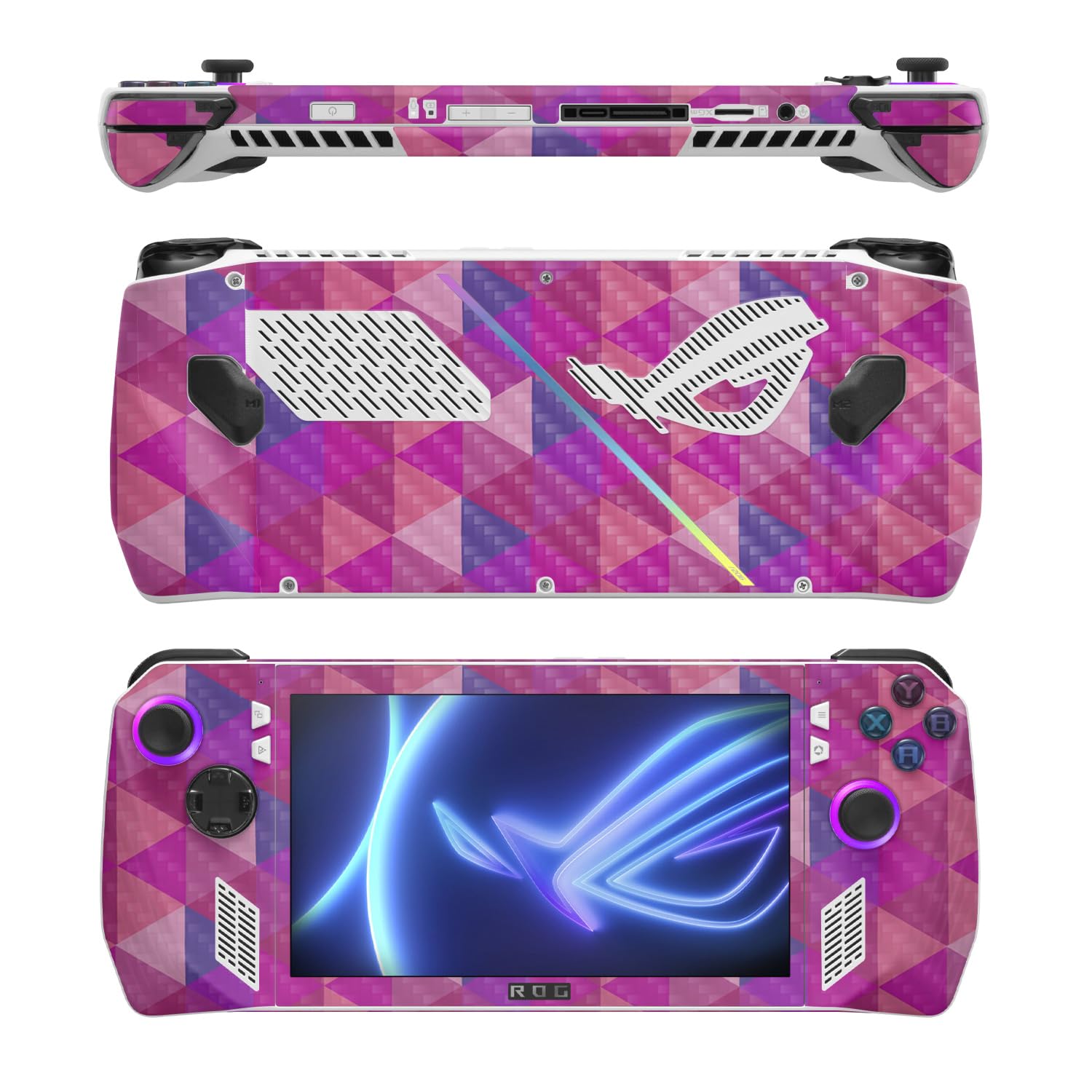 MightySkins Carbon Fiber Skin Compatible with Asus ROG Ally - Pink Kaleidoscope | Protective, Durable Textured Carbon Fiber Finish | Easy to Apply