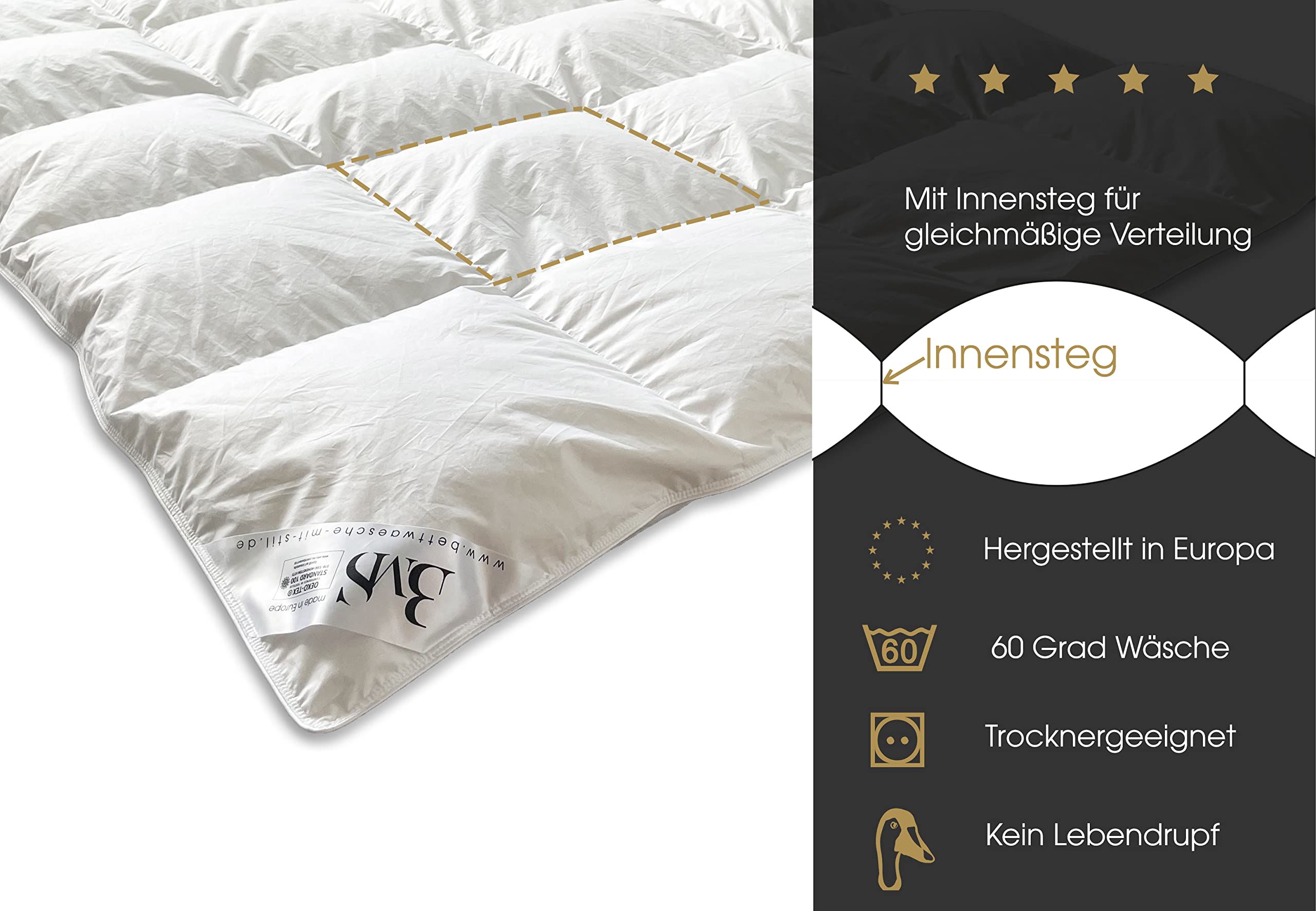 Daunendecke | 90% Daune 10% Feder | Winter (warm) 135x200 cm
