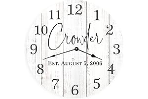 MRC Personalized Clocks: Engraved Custom Wood Wall Clock Family Last Name and Date